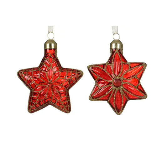 Glass Red Star Ornament - Christmas Place