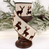 2.5Inch Brown Flock Deer Ribbon - Christmas Place