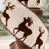 2.5Inch Brown Flock Deer Ribbon - Christmas Place
