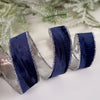 1.5Inch Midnight Marble Velvet Silver Ribbon - Christmas Place