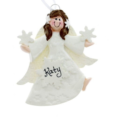 Brown Hair Snowflake Angel