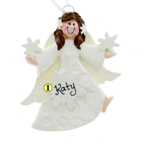 Brown Hair Snowflake Angel