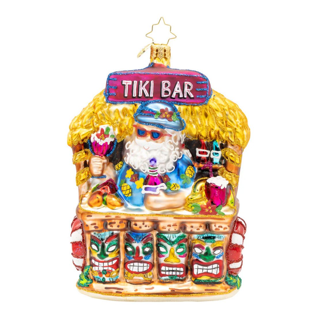 2026 Tiki Bar Santa Ornament - Christmas Place