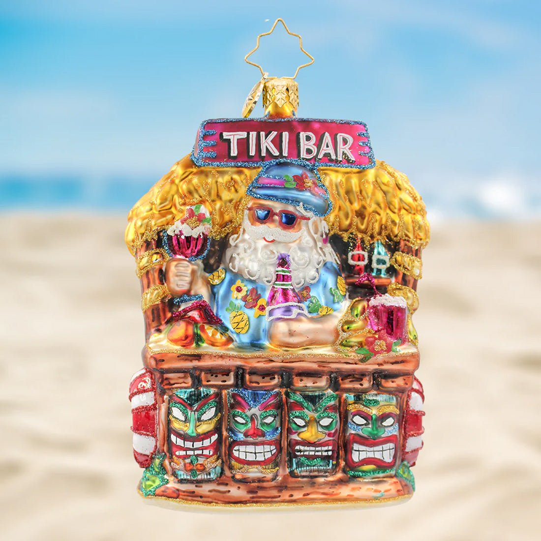 2026 Tiki Bar Santa Ornament - Christmas Place