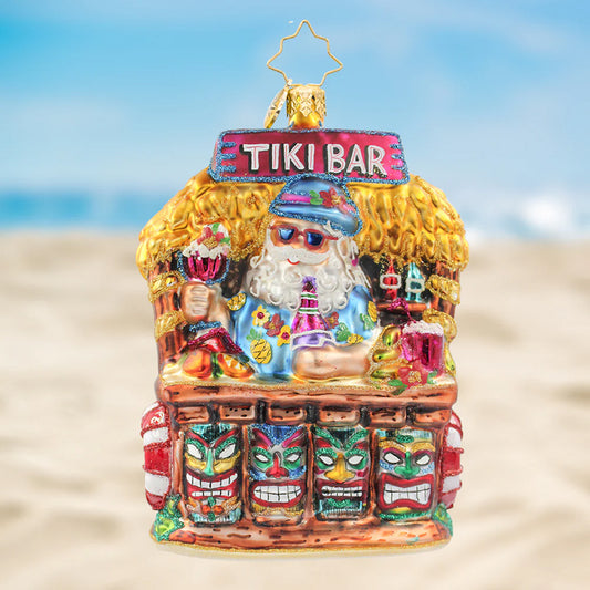 2026 Tiki Bar Santa Ornament