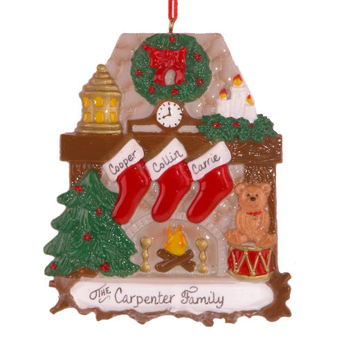 Fireplace with Stockings Family of 3