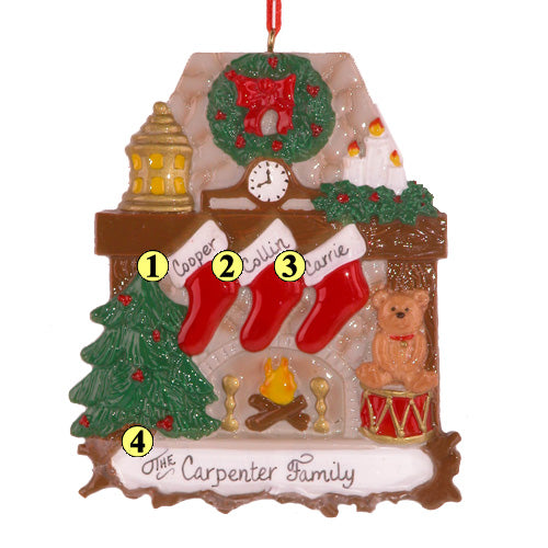Fireplace with Stockings Family of 3