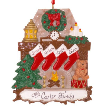 Fireplace with Stockings Family of 4