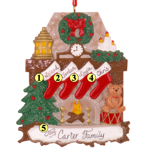 Fireplace with Stockings Family of 4
