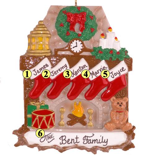 Fireplace with Stockings Family of 5 - Christmas Place