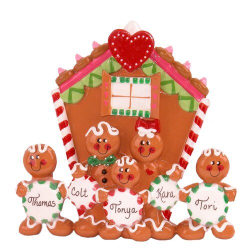 Gingerbread Family of 5 Christmas Ornament - Christmas Place