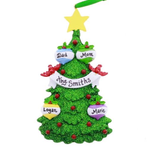 Tree with Ornaments Family of 4