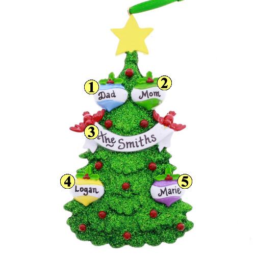 Tree with Ornaments Family of 4