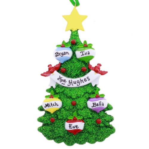 Tree with Ornaments Family of 5