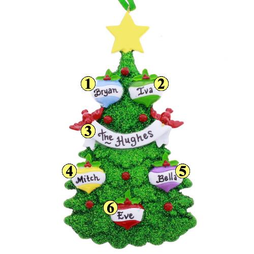 Tree with Ornaments Family of 5