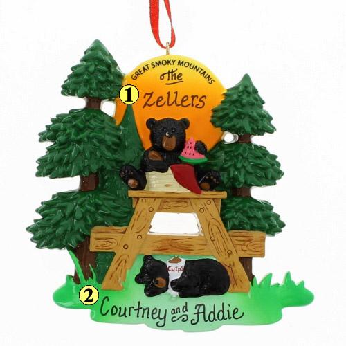 Black Bear Picnic Ornament - Christmas Place