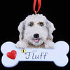 Labradoodle with Bone Ornament