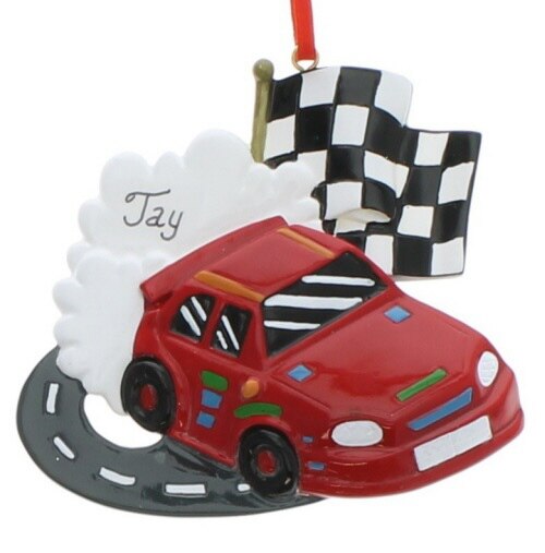 Racecar Checkered Flag Ornament