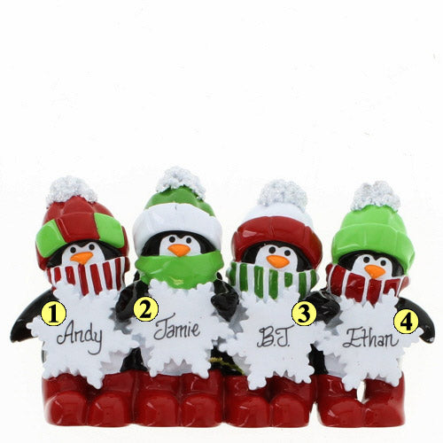 Penguin Snowflake Family of 4