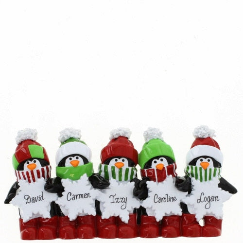 Penguin Snowflake Family of 5