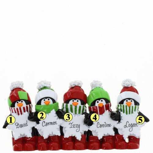 Penguin Snowflake Family of 5