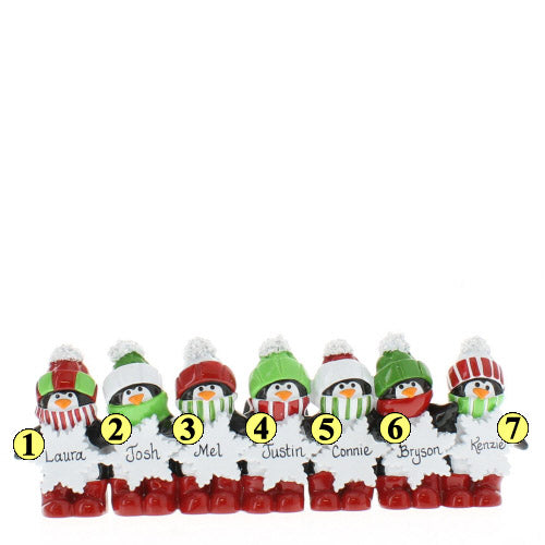 Penguin Snowflake Family of 7