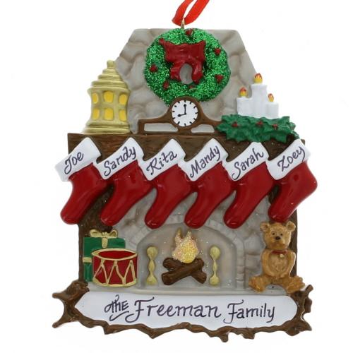 Fireplace with Stocking Family of 6