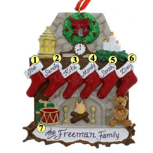 Fireplace with Stocking Family of 6