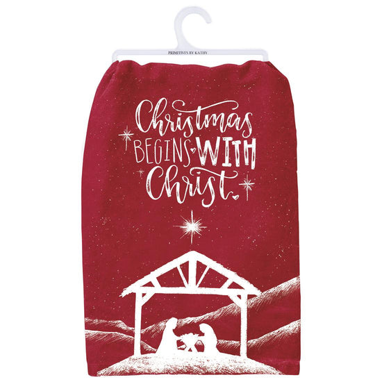 Begins With Christ Dish Towel - Christmas Place