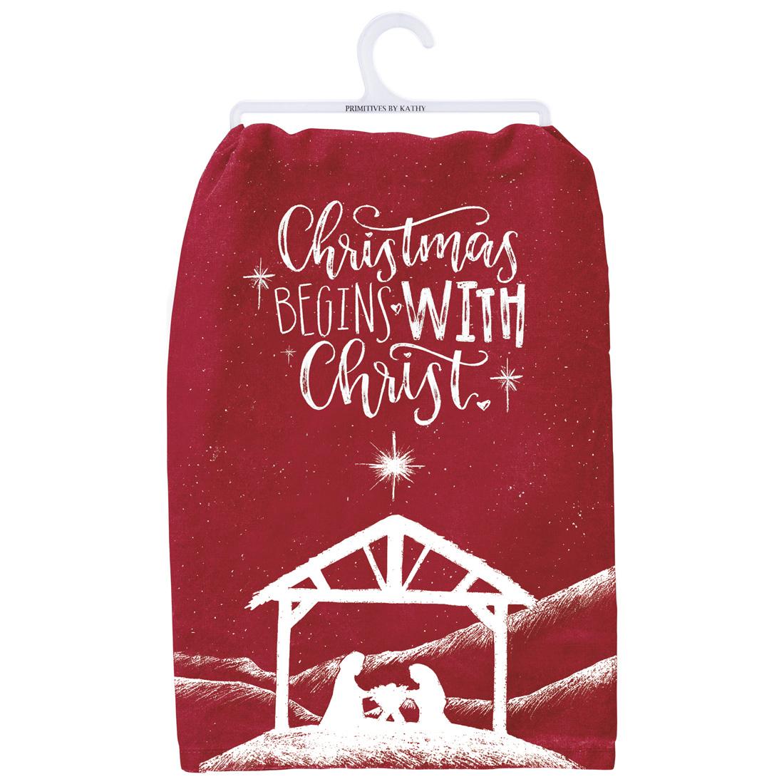 Begins With Christ Dish Towel - Christmas Place