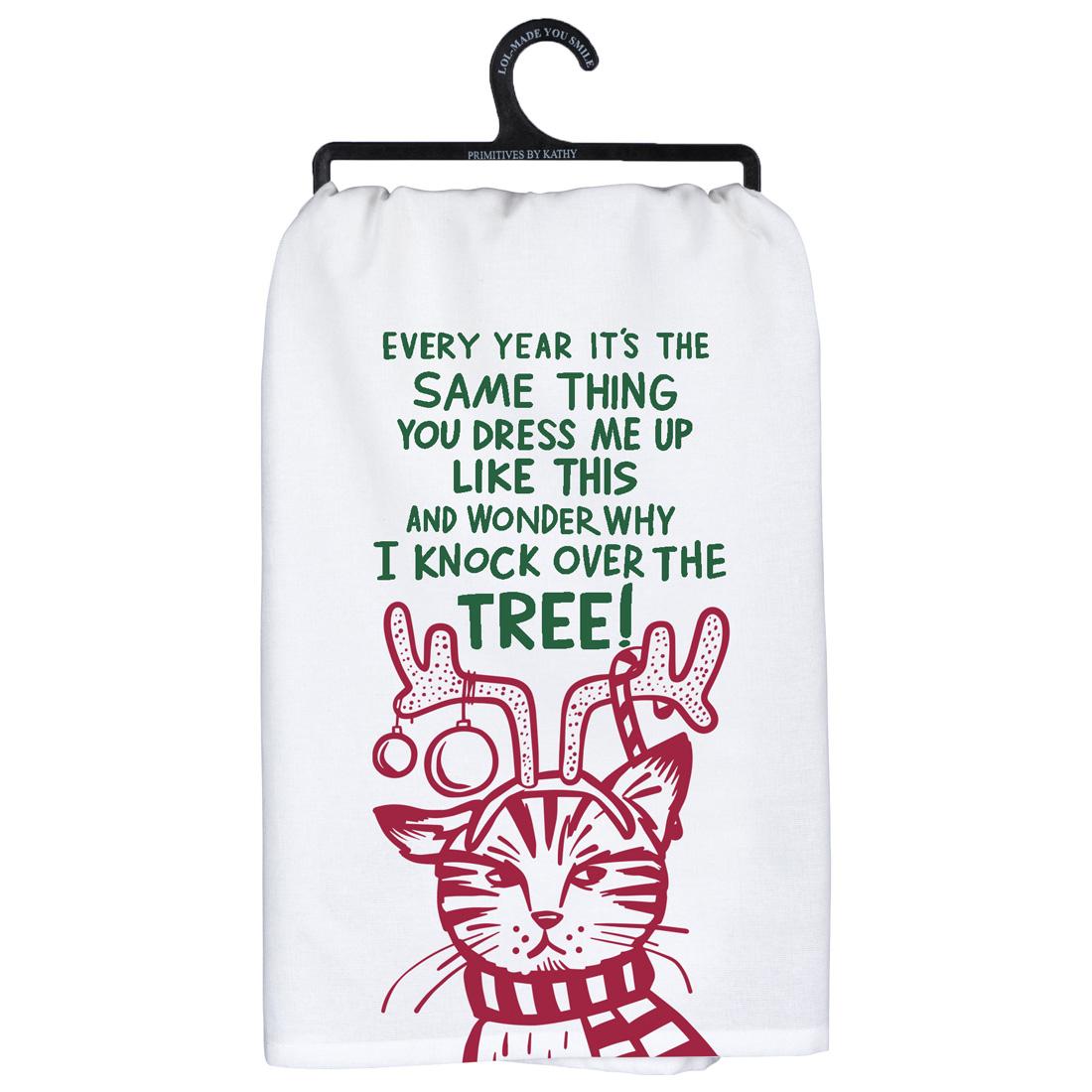 Cat Tree Dish Towel - Christmas Place