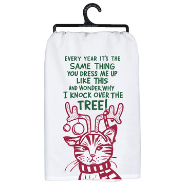 Cat Tree Dish Towel - Christmas Place