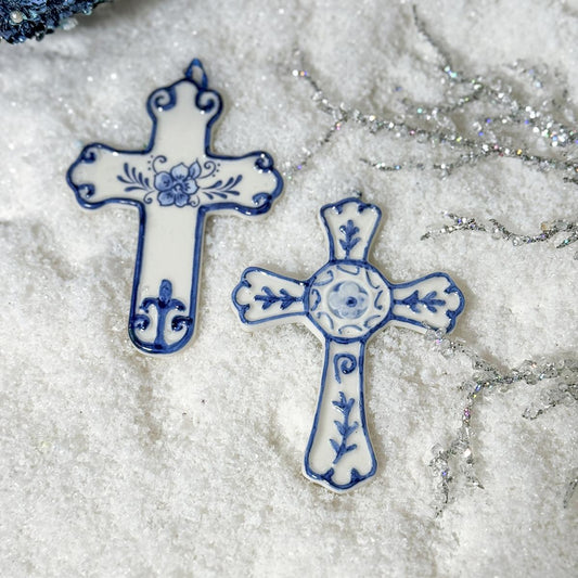 Delft Cross Ornament