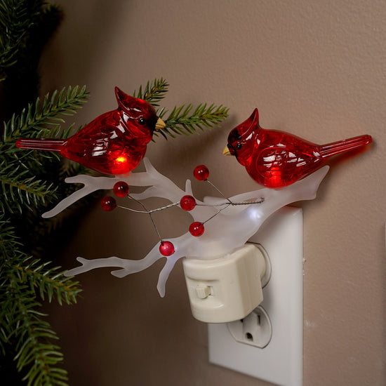 Cardinal on Branch Night Light - Christmas Place