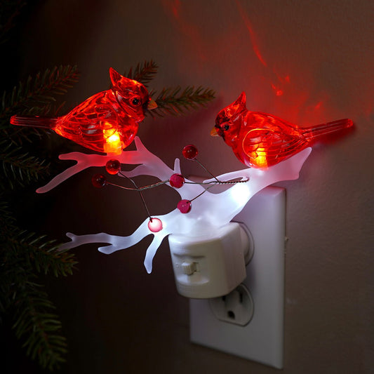 Cardinal on Branch Night Light - Christmas Place