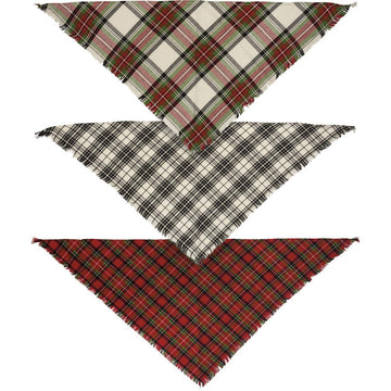 Christmas Plaid Pet Bandana Set Small