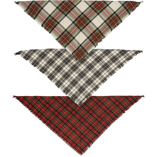 Christmas Plaid Pet Bandana Set Small