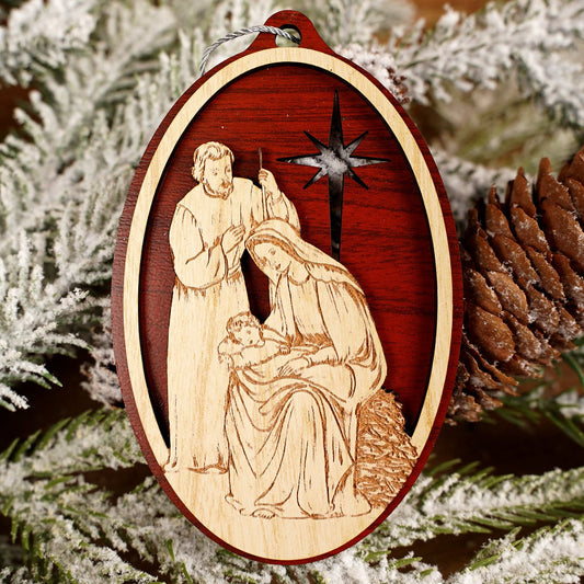 Holy Family Wood Ornament - Christmas Place