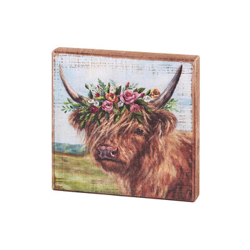 Floral Highland Block Sign