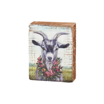 Floral Goat Block Sign