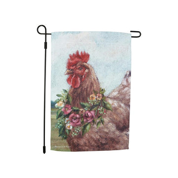 Floral Chicken Garden Flag