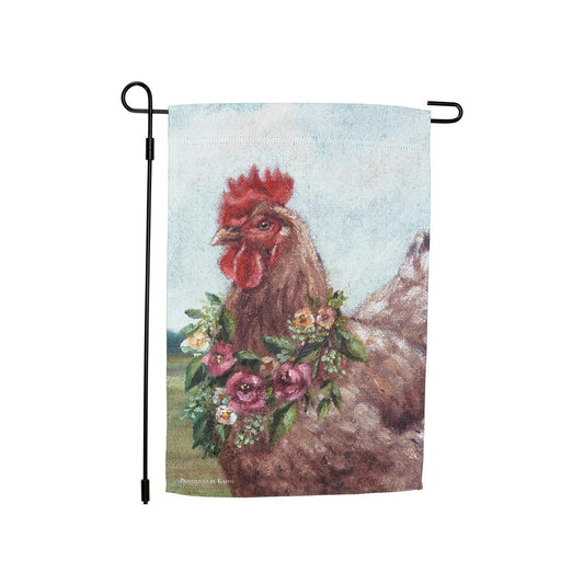 Floral Chicken Garden Flag