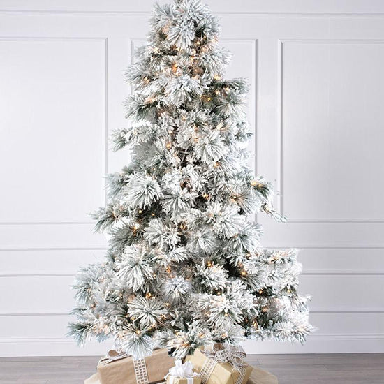 artificial christmas tree with rubber needles 7.5 ft Flocked Long Needle Christmas Tree