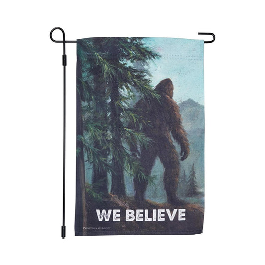 We Believe Bigfoot Garden Flag
