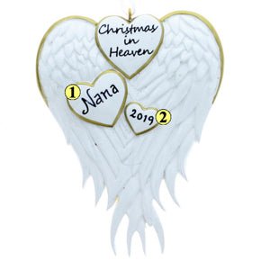 Christmas In Heaven Angel Wings Ornament Free Personalization - Christmas Place