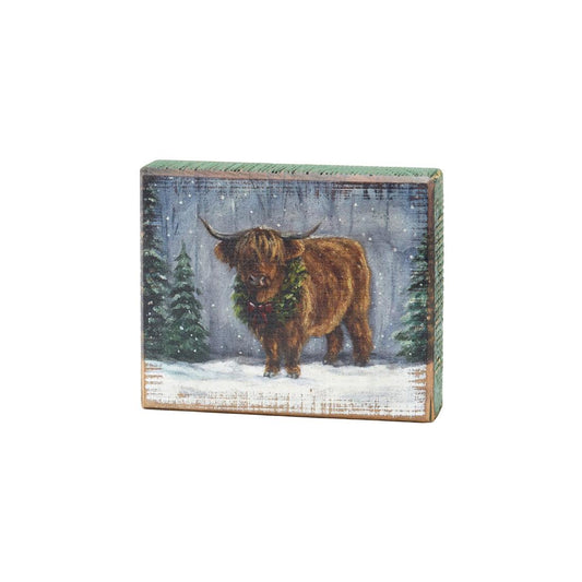 Snowy Highland Block Sign