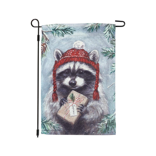 Winter Raccoon Garden Flag