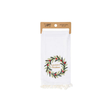 Merry Christmas Wreath Kitchen Towel