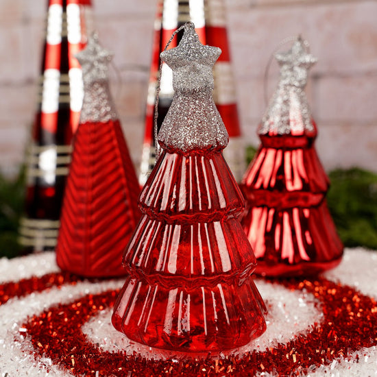Glass Red Tree Ornament - Christmas Place