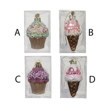 Glass Cake Cone Ornament